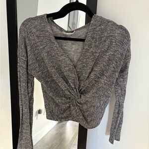 Gray Knotted Long Sleeve Top